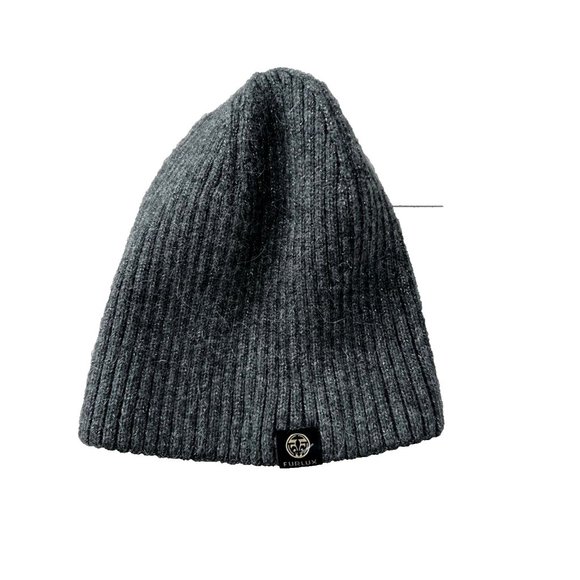 Furlux Knit Grey Rib Beanie Wool Cashmere - Picture 1 of 2